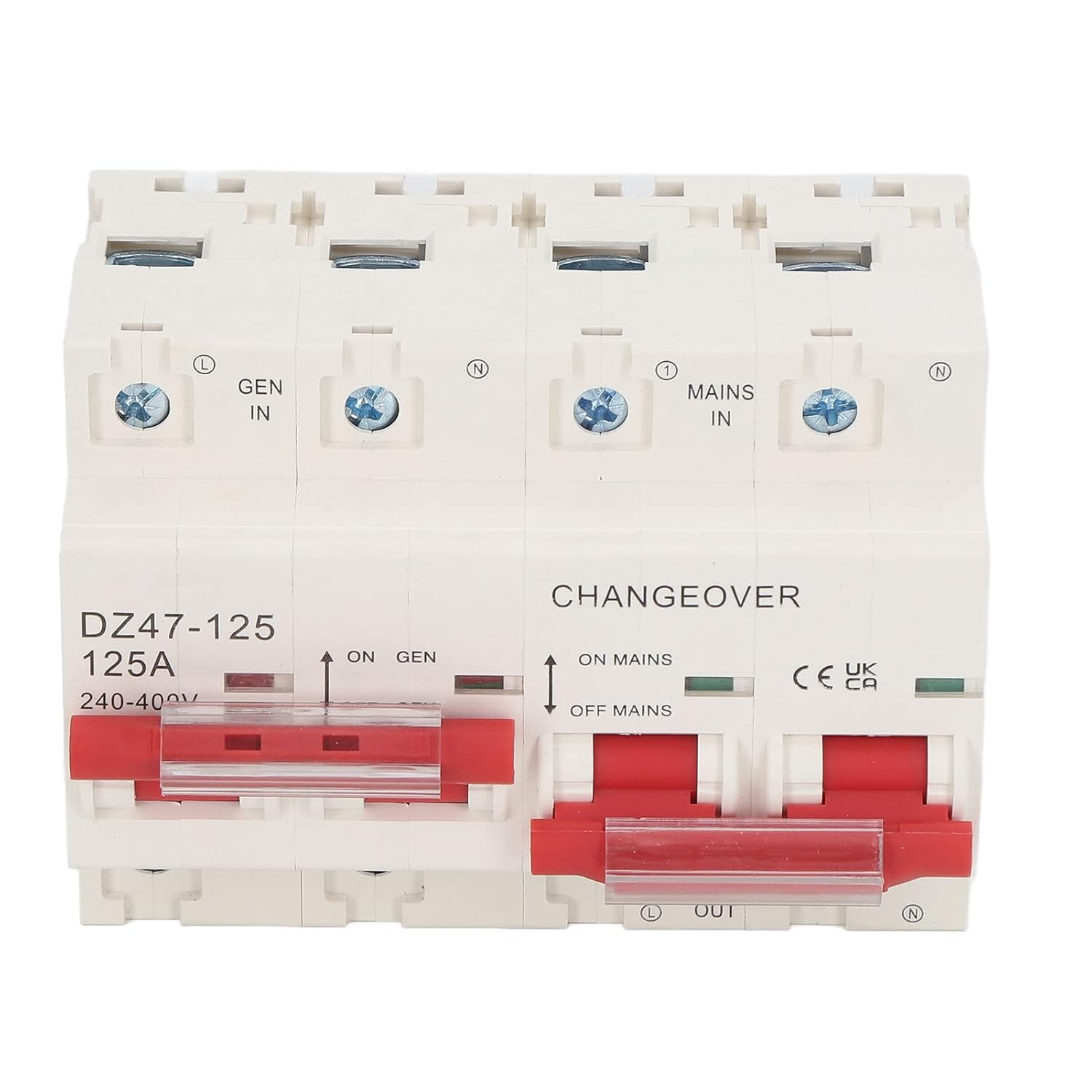 Interlock Transfer Circuit Breaker, Manual Transfer Switch Dual Power 125A 2P and 2P 10KA DIN Rail Mount Breaking Capacity Transfer Switch AC 240‑400V