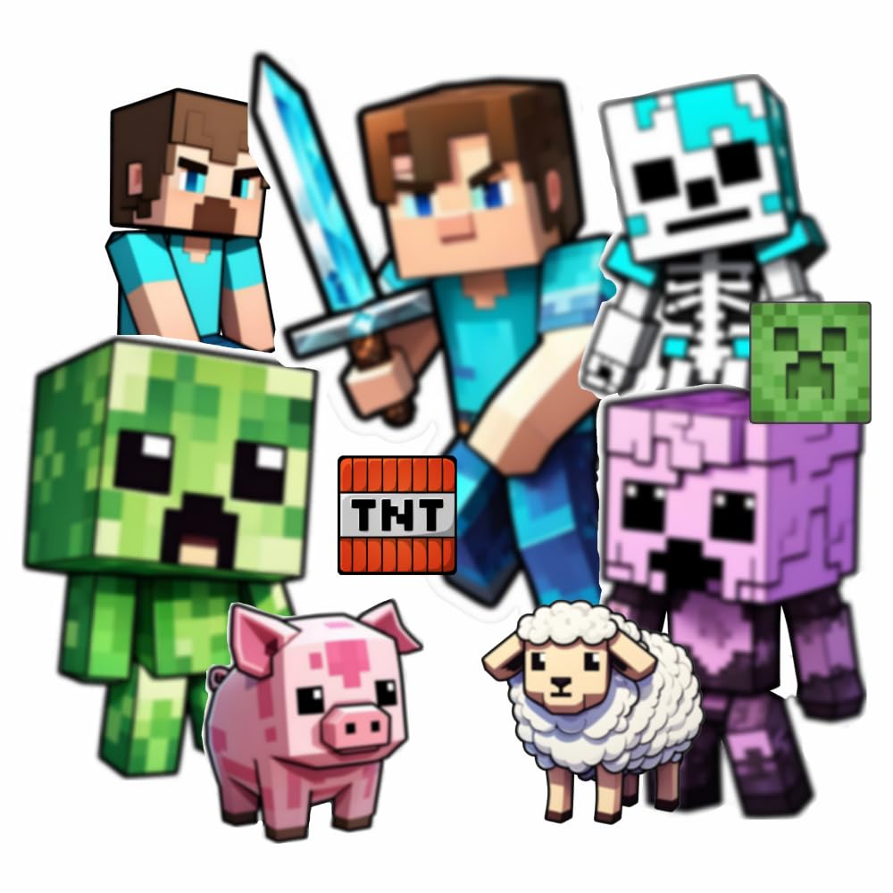 Mining Game Wall Stickers for Kids Mine and Craft Stickers Easy Peel and Stick Wall Art for Kids Room