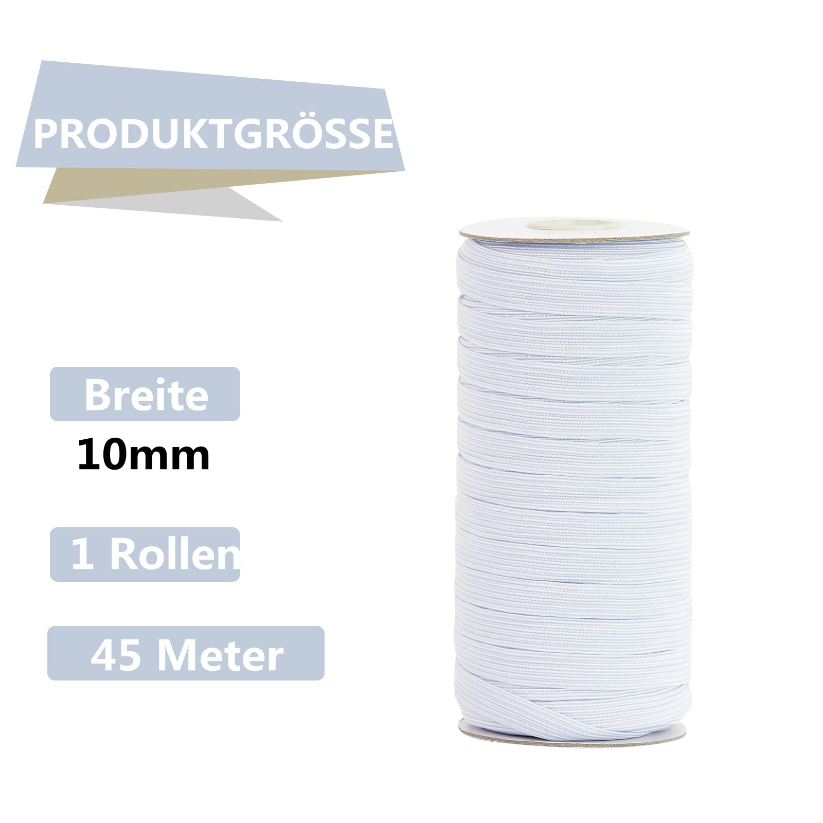 Élastique à Coudre BOKFJBP 8mm - 50m Blanc - Polyester/Latex - Pour Couture DIY Et Vêtements