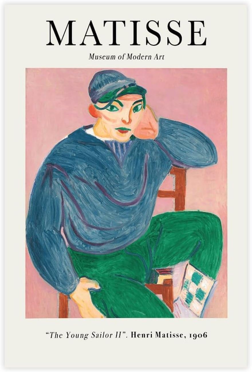 QSDTGHUIKP Henri Matisse The Young Sailor 40x60cm Frameless Vintage Abstract Canvas Wall Print