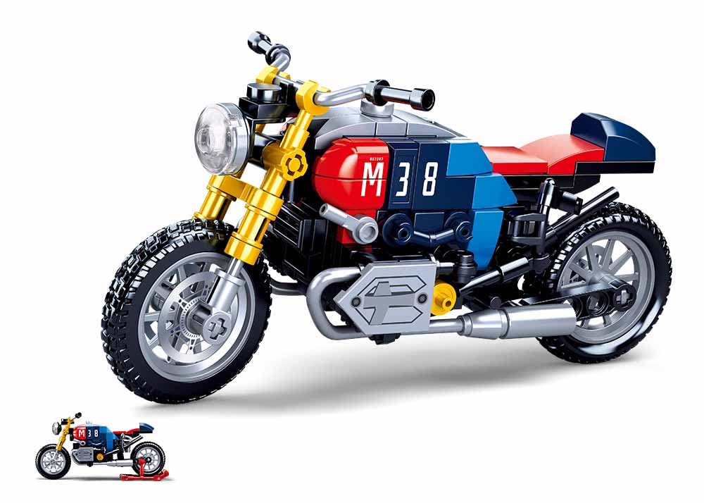 Playzu Sluban Cafe Racer Motorcycletoy with Model Building Bricks with Yellow Shockers & Movable Wheels (B09RV7BQG4) Amazon Price History, Amazon Price Tracker