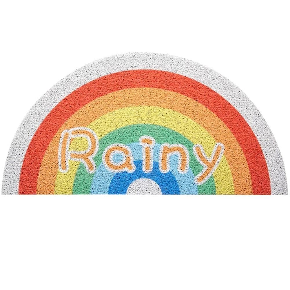 Tapis de salle de bain PVC demi-lune arc-en-ciel pour douche et salon