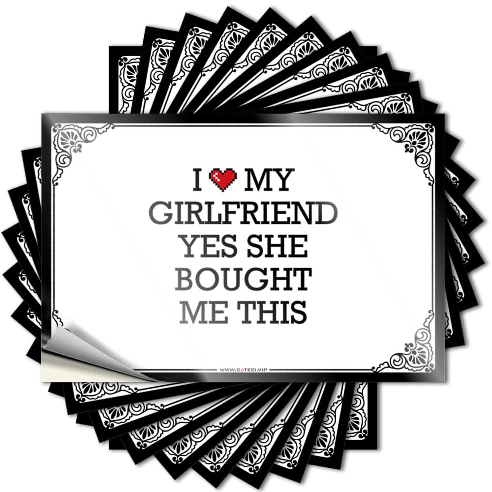 Heavy Tattoo Aesthetic Decals, Tiki Cute Pattern Design for Adults Notebook | Wall Removable Vinyl I Love My Girlfriend Yes She Bought Me This(12X18CM)