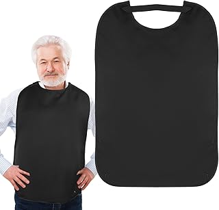 Adult Bibs For Women Man, Double Layer Stretchable Adult Bibs with Crumb Catcher Waterproof AdultBibs for Men, Washable Bib for Elderly Bib Clothing Protectors for Adults Senior Citizens