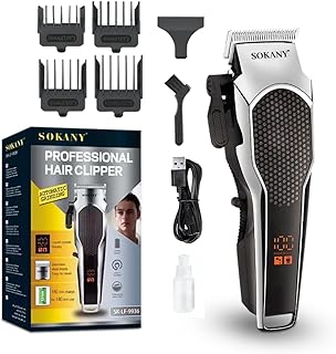 SOKANY Hair Shaver & Clipper for Men – SK-LF-9936 Professional Trimmer, LCD Display, Stainless Steel Blade, Cordless/Corded, 4 Guide Combs, Rechargeable, Precision Grooming