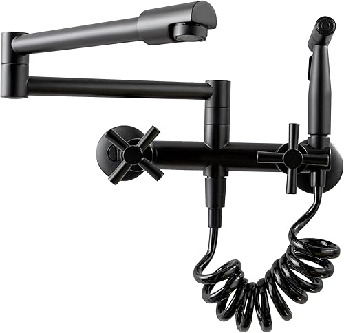 Grifo de cocina de montaje en pared, llenador de ollas comerciales de 8 pulgadas, centro de 2 asas, grifo plegable de montaje en pared para disponible en Yaxa Costa Rica