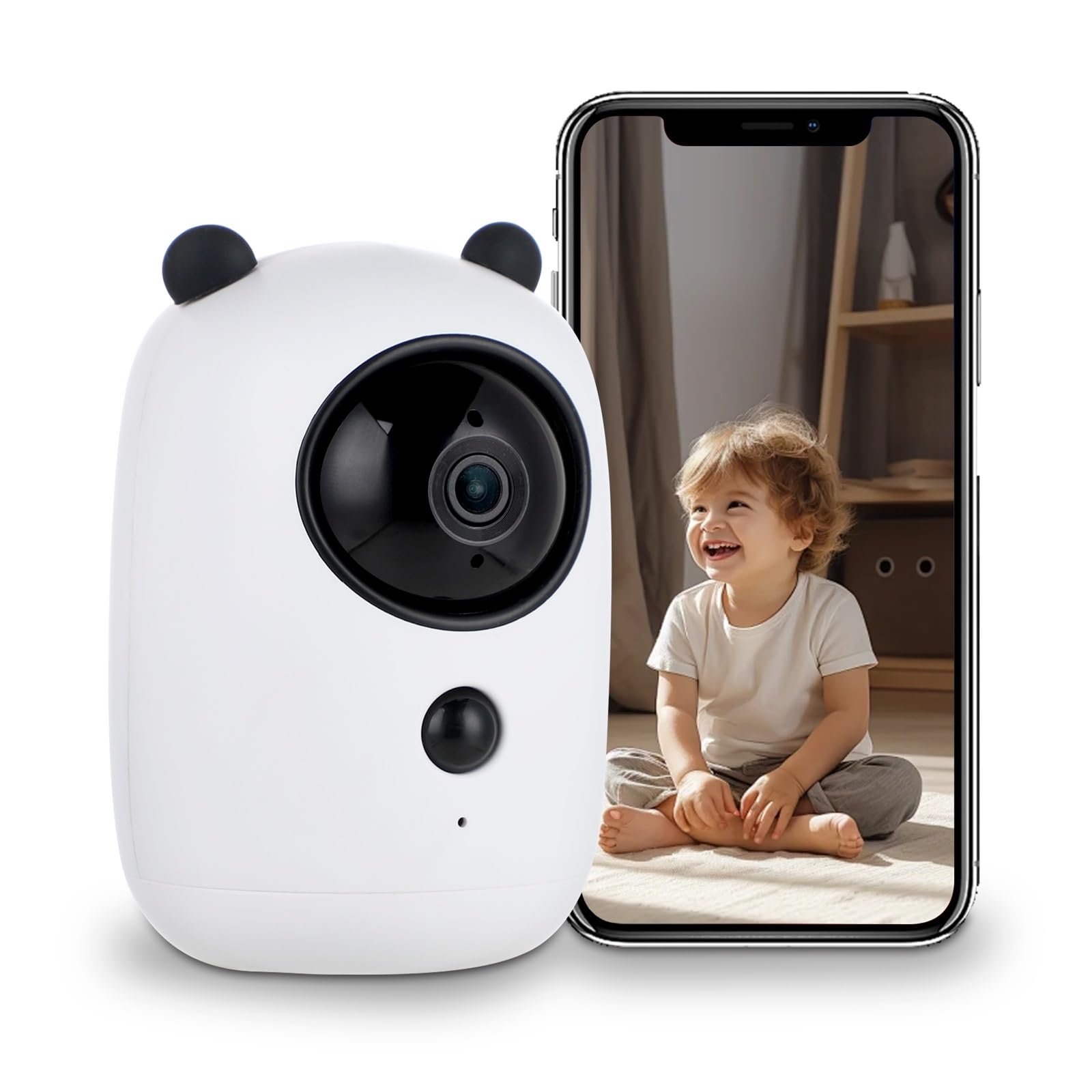 Caméra de sécurité extérieure sans Fil 4MP alimentée par Batterie WiFi avec projecteur, sirène et Audio bidirectionnel(with 32G)
