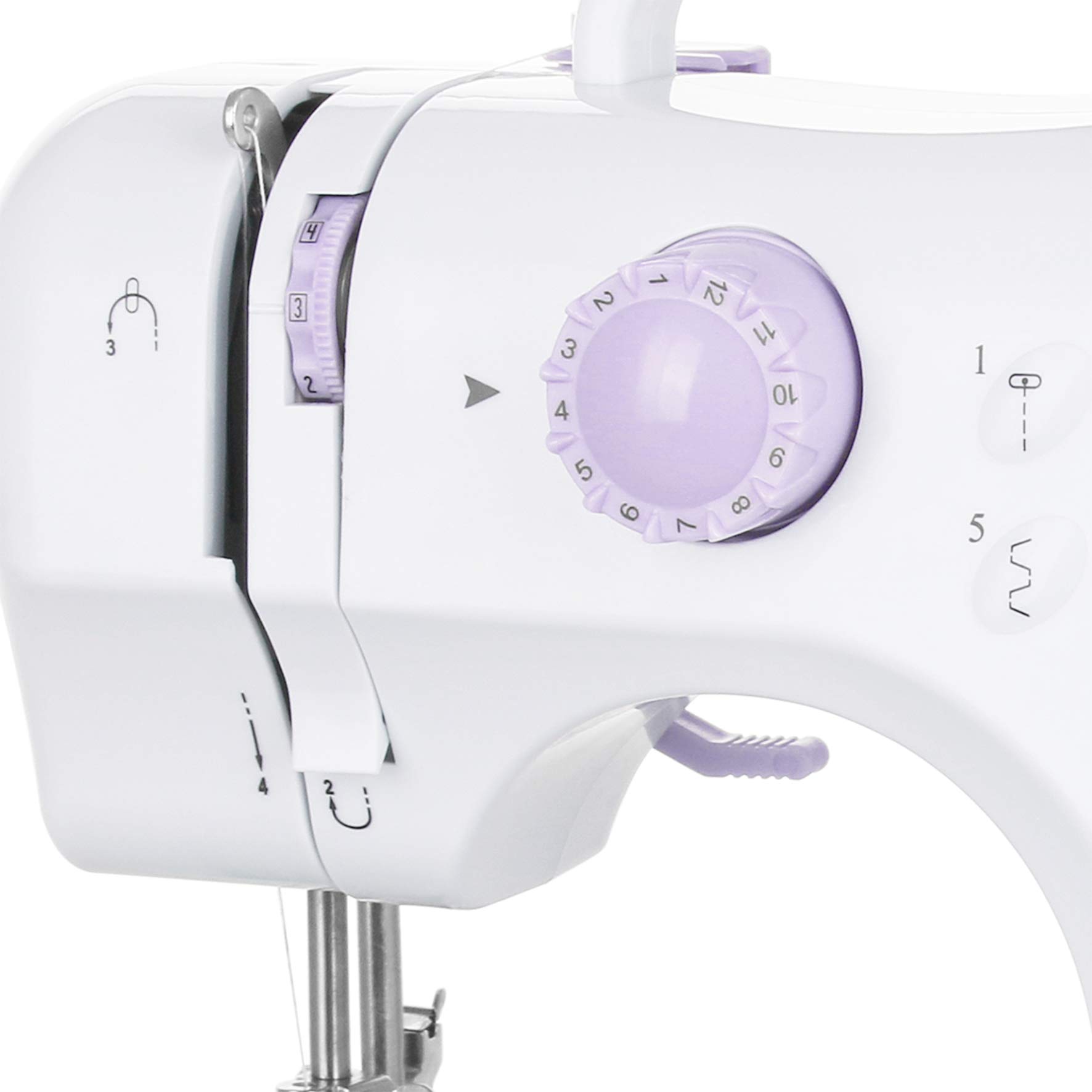 Emerio Nähmaschine für Kinder und Anfänger, SEW-121820, 12 Stichmuster, Mini mit Fußpedal, Strom und Batteriebetrieb, Zuhause, LED Licht, Vor und Rückwärtsautomatik, Weiß/Rosa