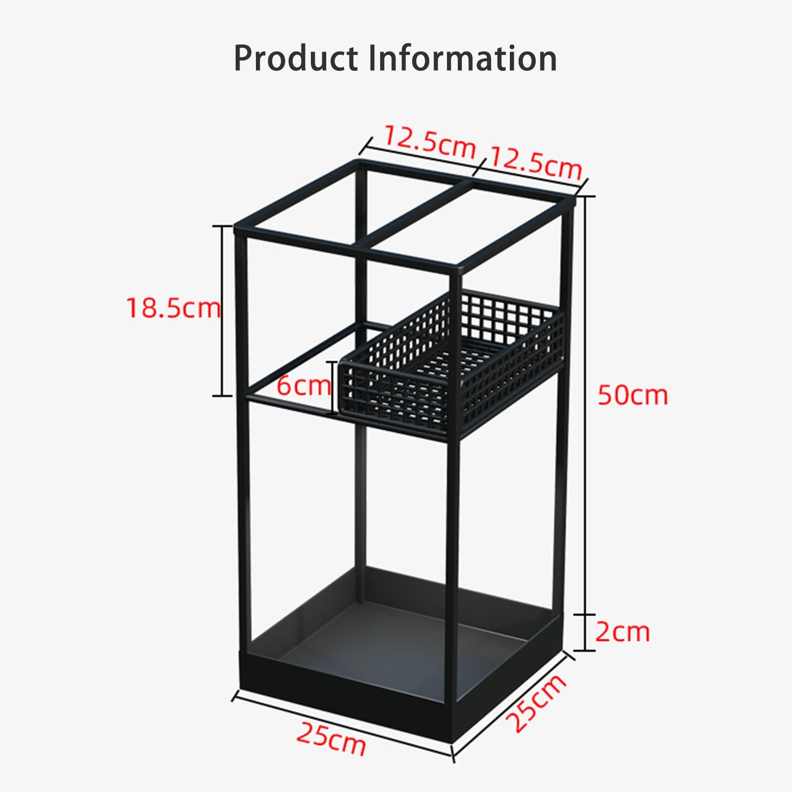 Slish Parapluie en métal pour entrée | Porte-parapluie noir avec bac d'égouttement amovible | Parapluie Sto pour la maison et le bureau