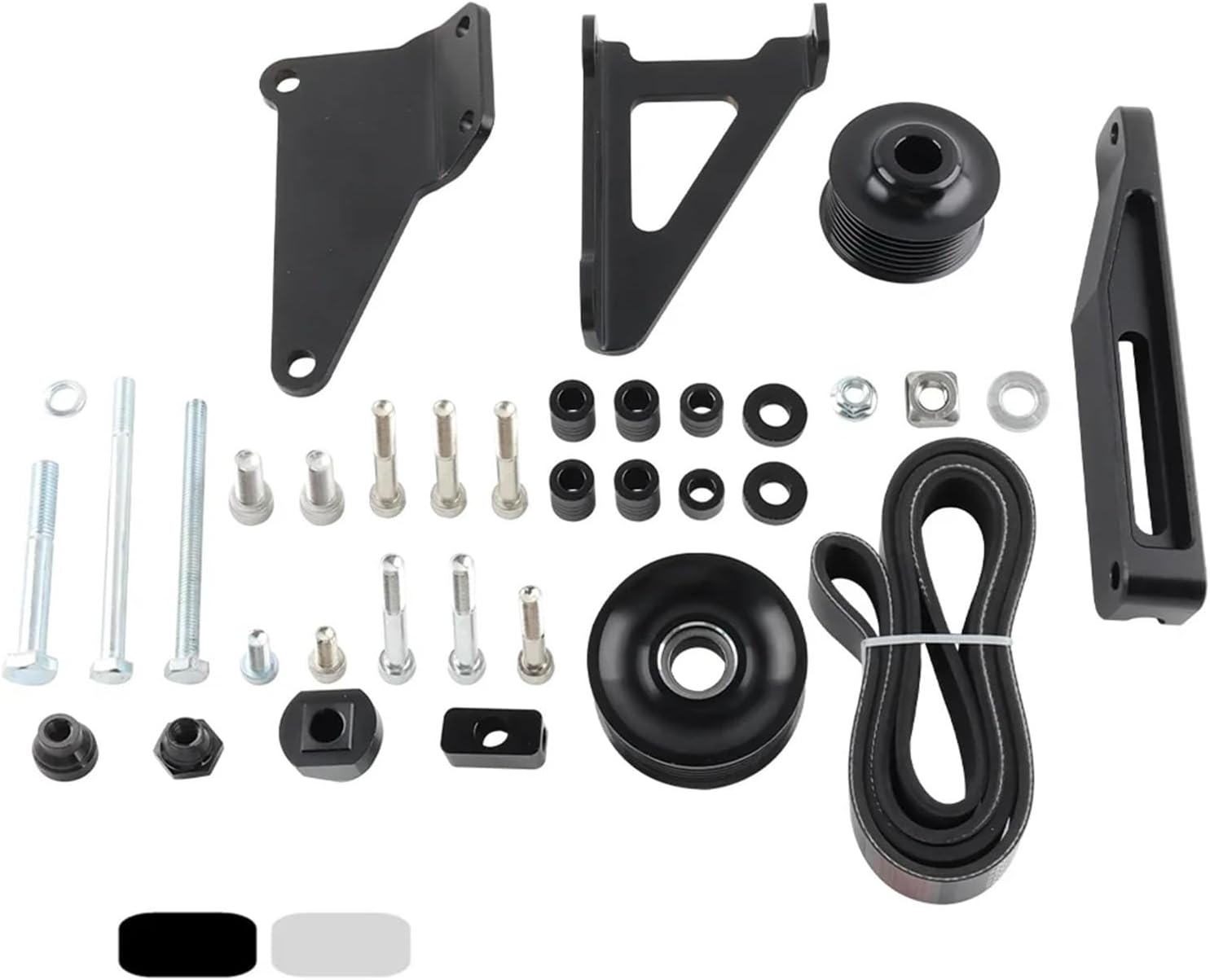 A/C & P/S Eliminator Delete Pulley Kit Compatible For Honda Acura K20 K24 Engines K Series(Black)