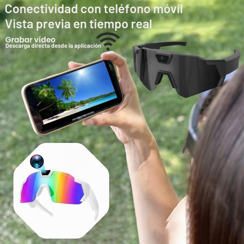 Pov Glasses 4K - Gafas de sol de béisbol con cámara, gafas de grabación de video inteligente para deportes de acción, 16/32/64/128 GB de memoria para hombres y mujeres, gafas de sol con