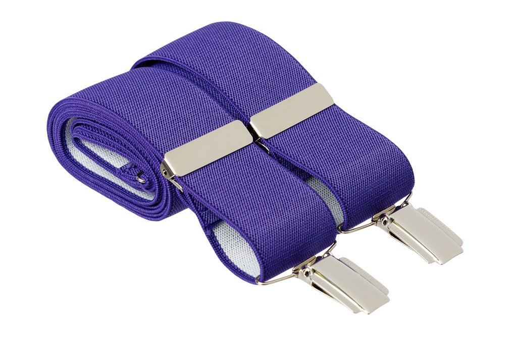 Gs Braces Men's Purple 2XL Trouser Braces 35Mm Wide Elastic 4 Strong Silver Clips 52 Inch Adjustable