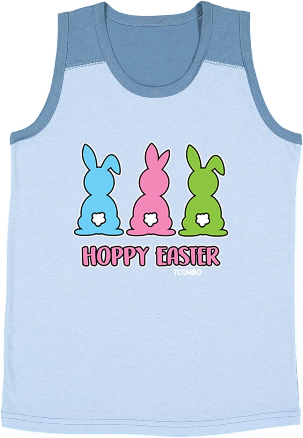 Tcombo Hoppy Easter - Happy Bunny Cottontail Youth Contrast Back Tank Top