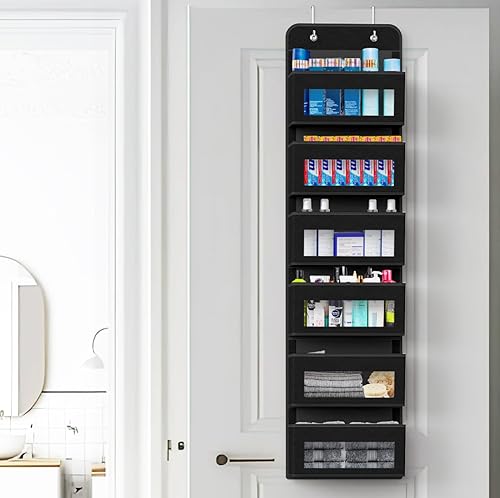 Miniatura 5 de Simple Houseware - Organizador de 6 bolsillos con ventana transparente para colgar en la puerta o pared, negro