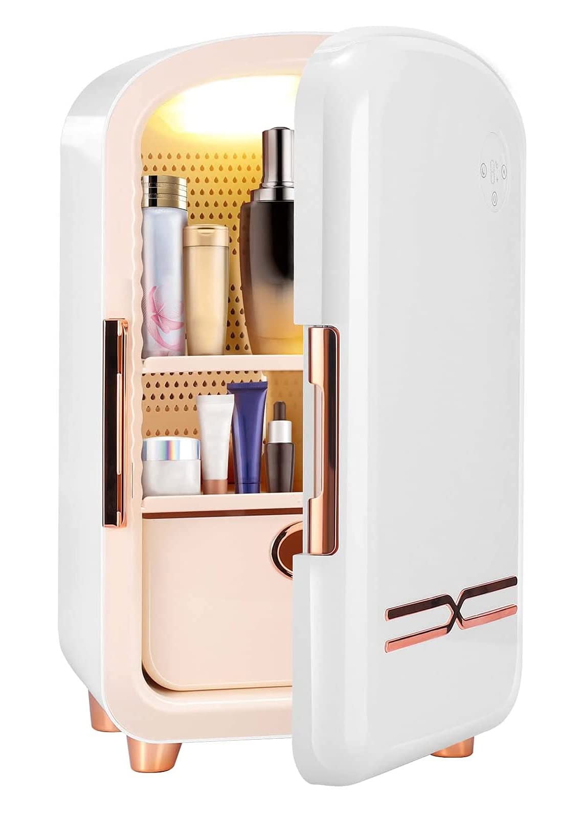 X&Z-XAOY Mini Frigorifero da 12 Litri Scaldabagno Portatile,Frigorifero per La Cura della Pelle AC/DC Frigorifero Compatto Dall'aspetto Elegante Frigorifero Beauty Leggero,Bianco