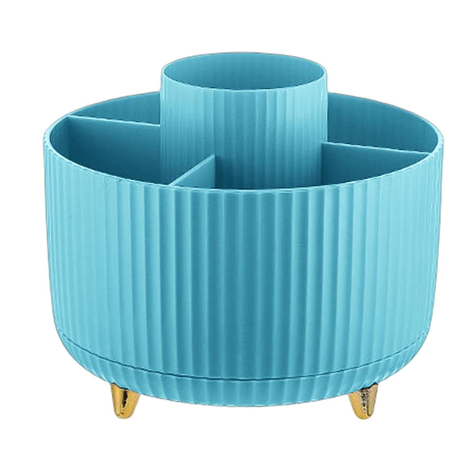 House of Quirk Makeup Brush Holder Organizer, 360° Rotating Cosmetics Makeup Brush Organizer,5 Slot Make Up Brushes Cup For Desktop Organizer (Blue)-image-14