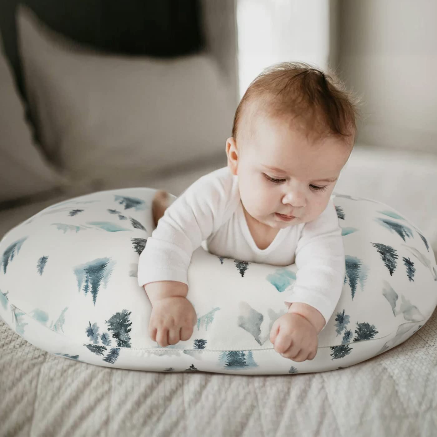 GRSSDER Nursing Pillow Cover Stretchy Minky Removable Nursing Covers for Breastfeeding Pillows, Ultra Soft Comfortable Slipcover for Boys, Wild Forest Pattern - Image 7