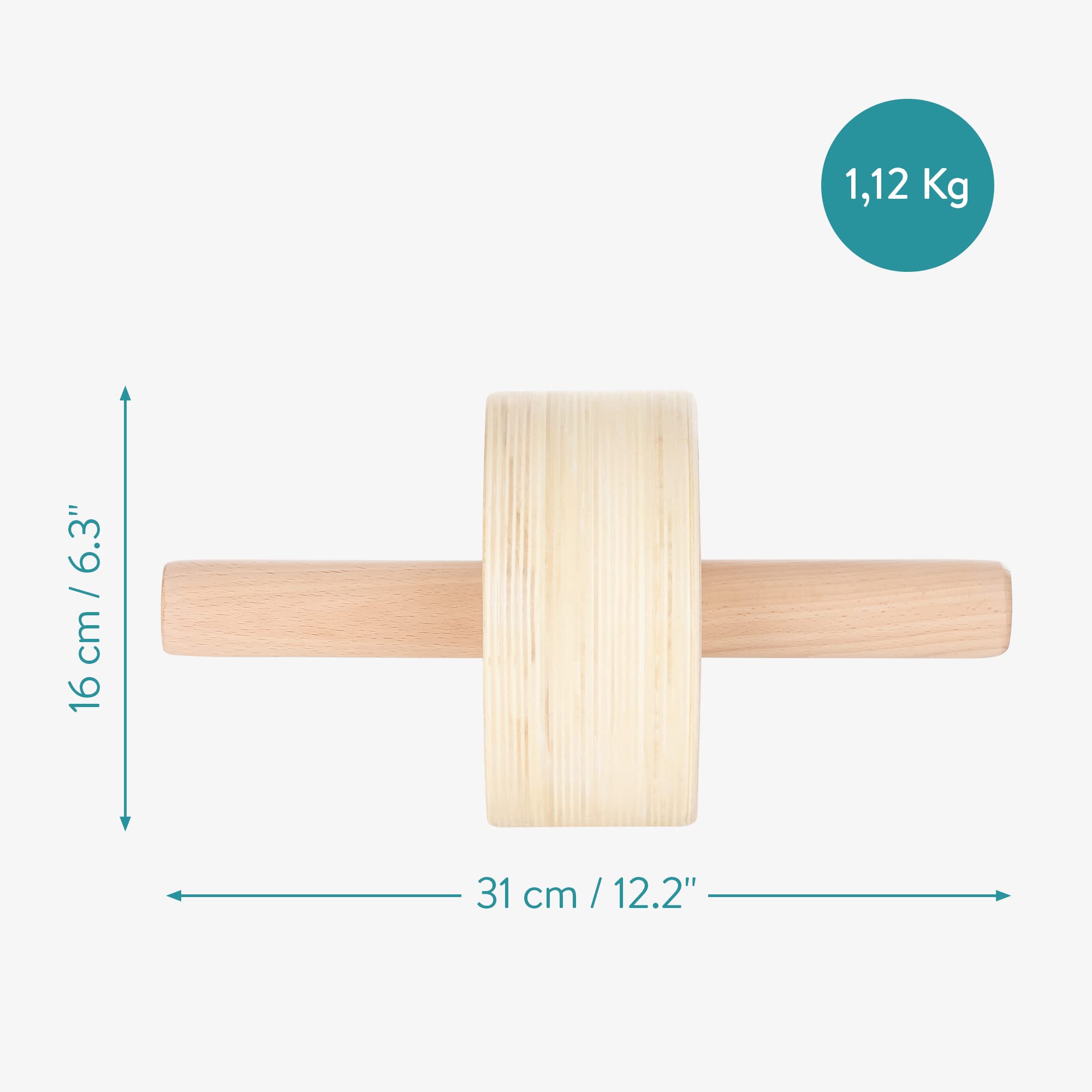Navaris Trenażer mięśni brzucha ze 100% drewna – AB Roller AB Wheel do wzmocnienia mięśni brzucha – trener brzucha do treningu górnej części ciała