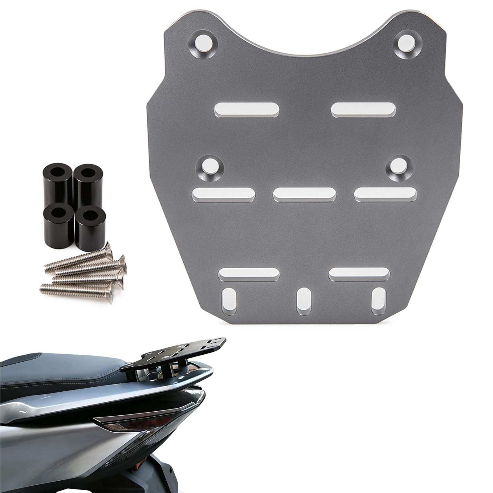 Portapacchi posteriore per moto Portapacchi per moto in lega di alluminio CNC Supporto portapacchi PCX 125 150 2014 2019 (Grigio)