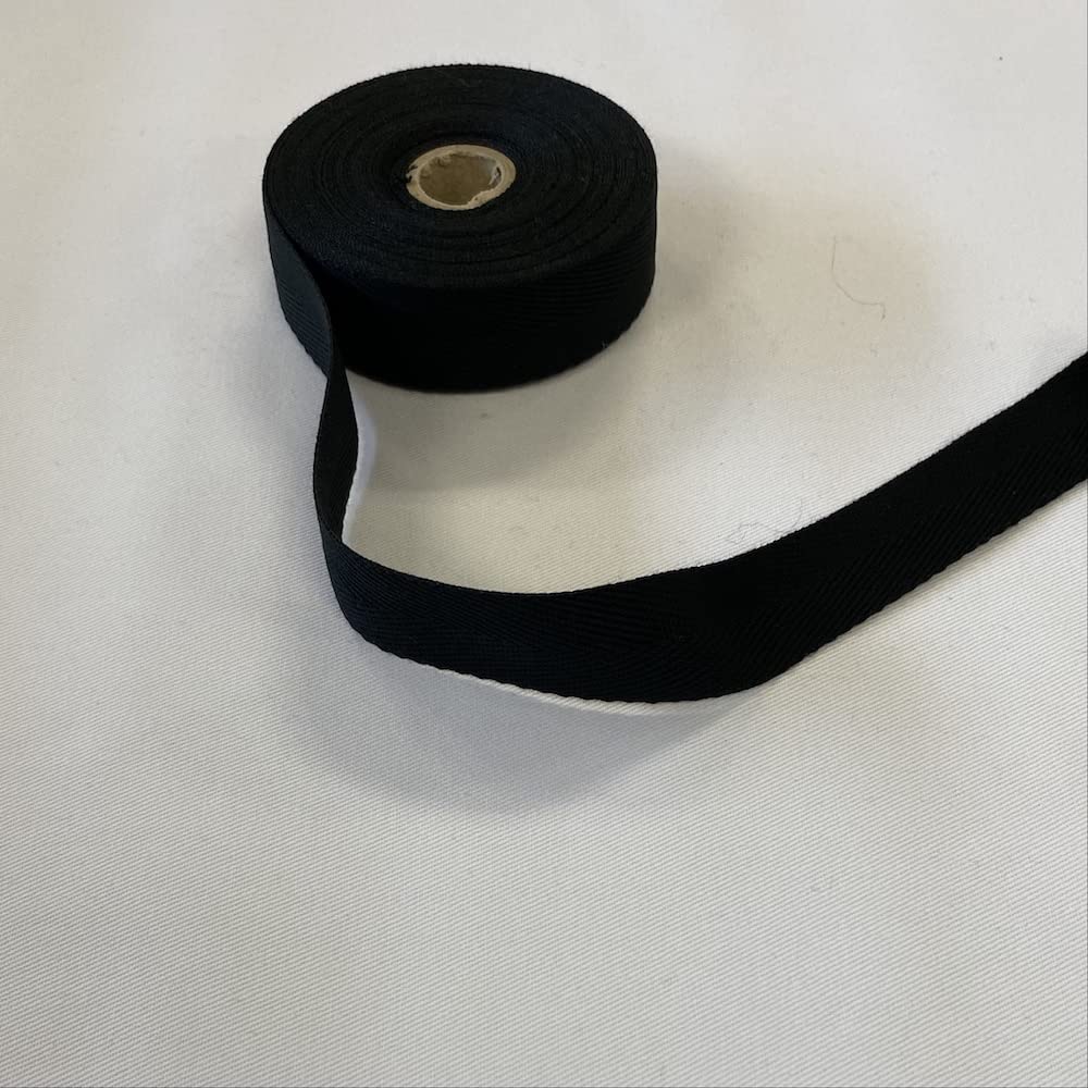 Kayes Textiles Black 25Mm Acrylic Herringbone Webbing Tape (Per Metre) (Black)