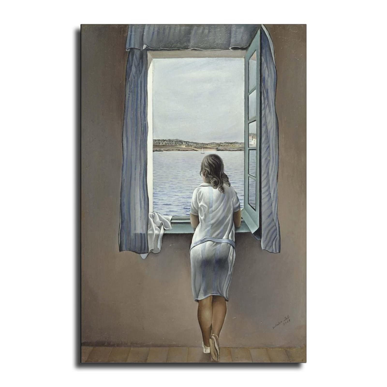 FireDeerSalvador Dali Woman at the Window Wall Art Surrealism Painting Canvas Print Poster Picture for Living Room Bedroom Home Decor (16x24inch, Woman at the Window)