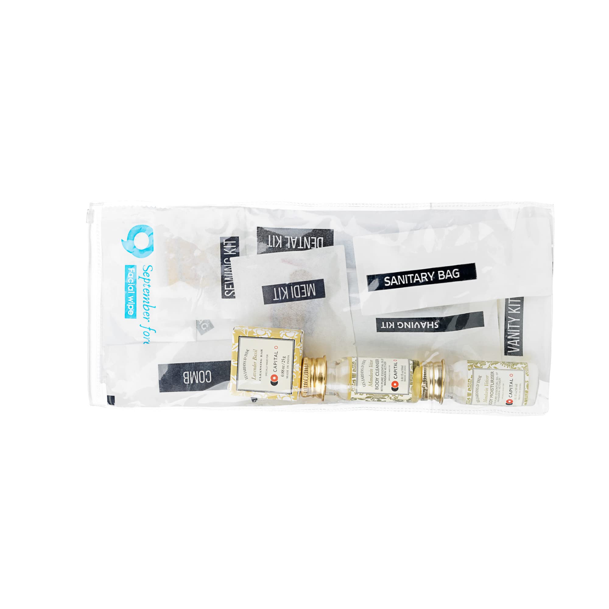 September Forest Premium Toiletries 8 Item Hotel Accessories Kit, Pack of 100 | Hotel Toiletries Kit | Guest House Kit | Guest Room Amenities | Marriage Guest Toiletry Kit | Hospital Kit