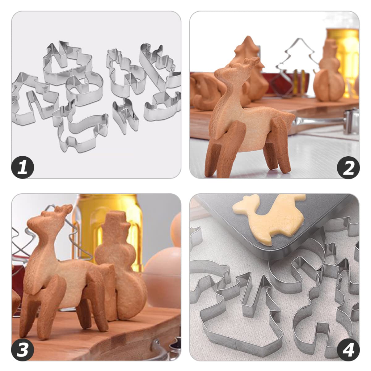 Cabilock 5 Ensembles Emporte-pièces Biscuit Trousse Emporte-pièce Drapeau Matrice De Decoupe Ustensile De Cuisine Emporte-pièce Ménager Emporte-pièce De Style De Noël Silver 8 Pièces * 5