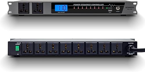 Estante secuencial de 10 enchufes para alimentación de audio profesional, voltímetro digital, USB, protector de sobretensiones para escenario de