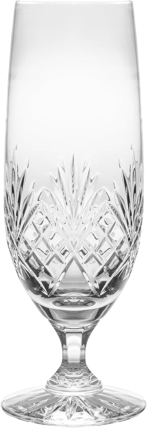 Barski Crystal - Set of 6 - Beer Cups - Glasses - Each Glass is - 11 oz. - Cut Crystal Design - for Beer - Whiskey - Wine - Spirits - Made in Europe