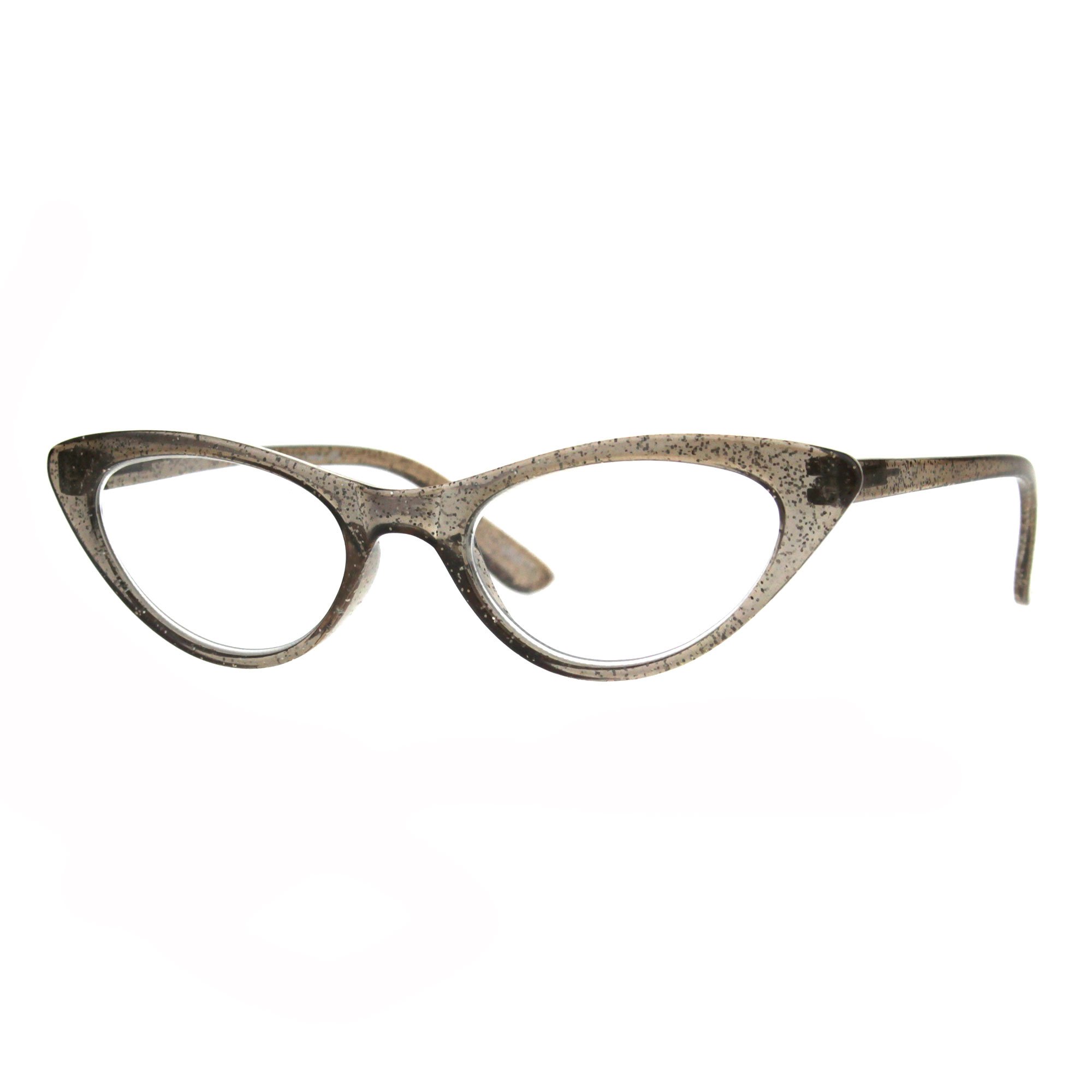 Womens Cat Eye Plastic Glitter Frame Reading Glasses 1.5 Brown