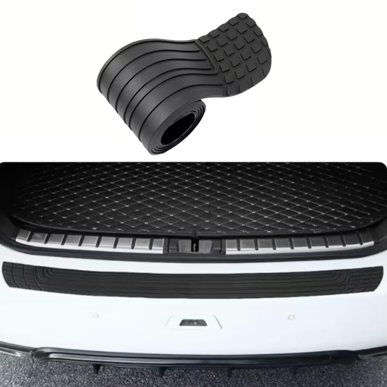 Rear Bumper Protector for Chevrolet Captiva I 2006-2018, Car Trunk Door Sill Guard Rubber Strip Anti-Scratch Trim Accessory Black,C