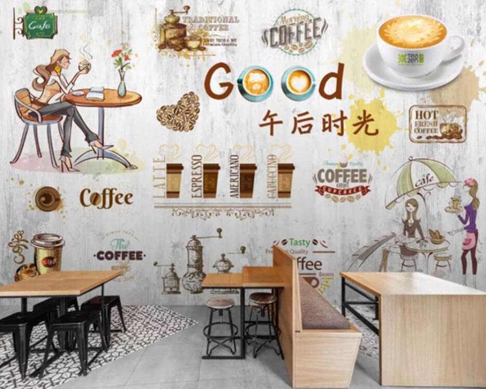 Amazon 壁紙 午後の時間のコーヒーショップの背景壁画の壁紙3dカフェの産業の装飾の壁紙3d 3d 150x105cm 壁紙