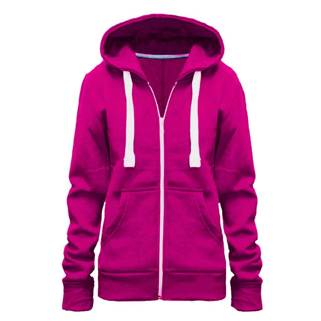 felpa da donna con cappuccio e cerniera, tinta unita Fuchsia 48 / XXL