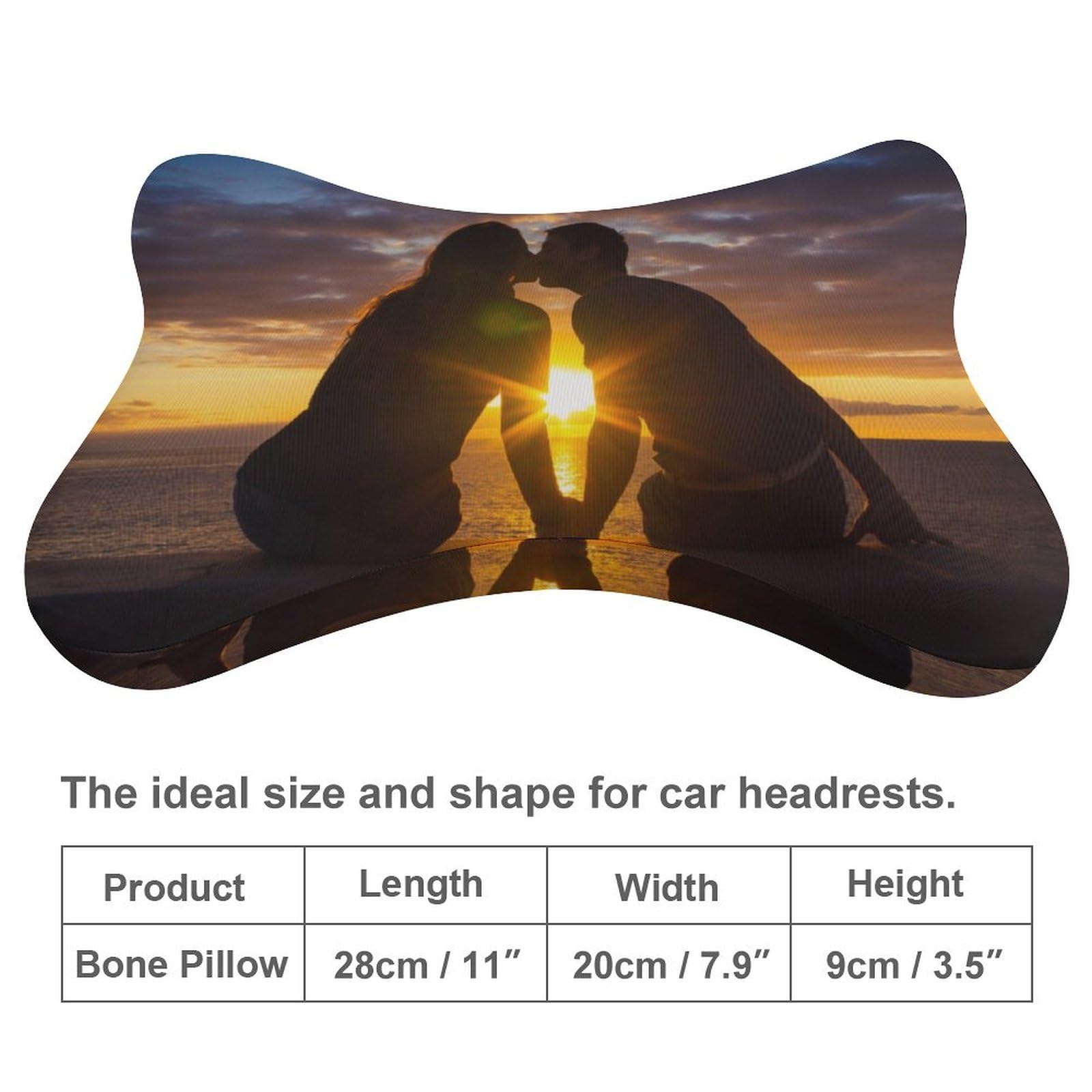 XEEVYAP Personalized Car Headrest with Your Picture Text Image Logo Custom Seat Neck Rest Support Pillow for Man Woman 2 Pcs Customize Car Neck Pillow for Home Office Seat Travel Car, Black