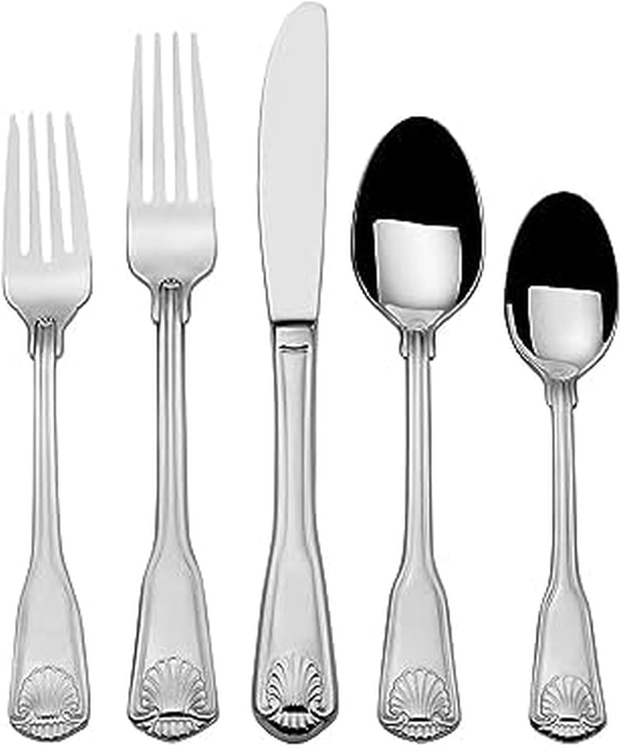 Towle London Shell 45-Piece 18/10 Stainless Steel Flatware Set, Service for 8