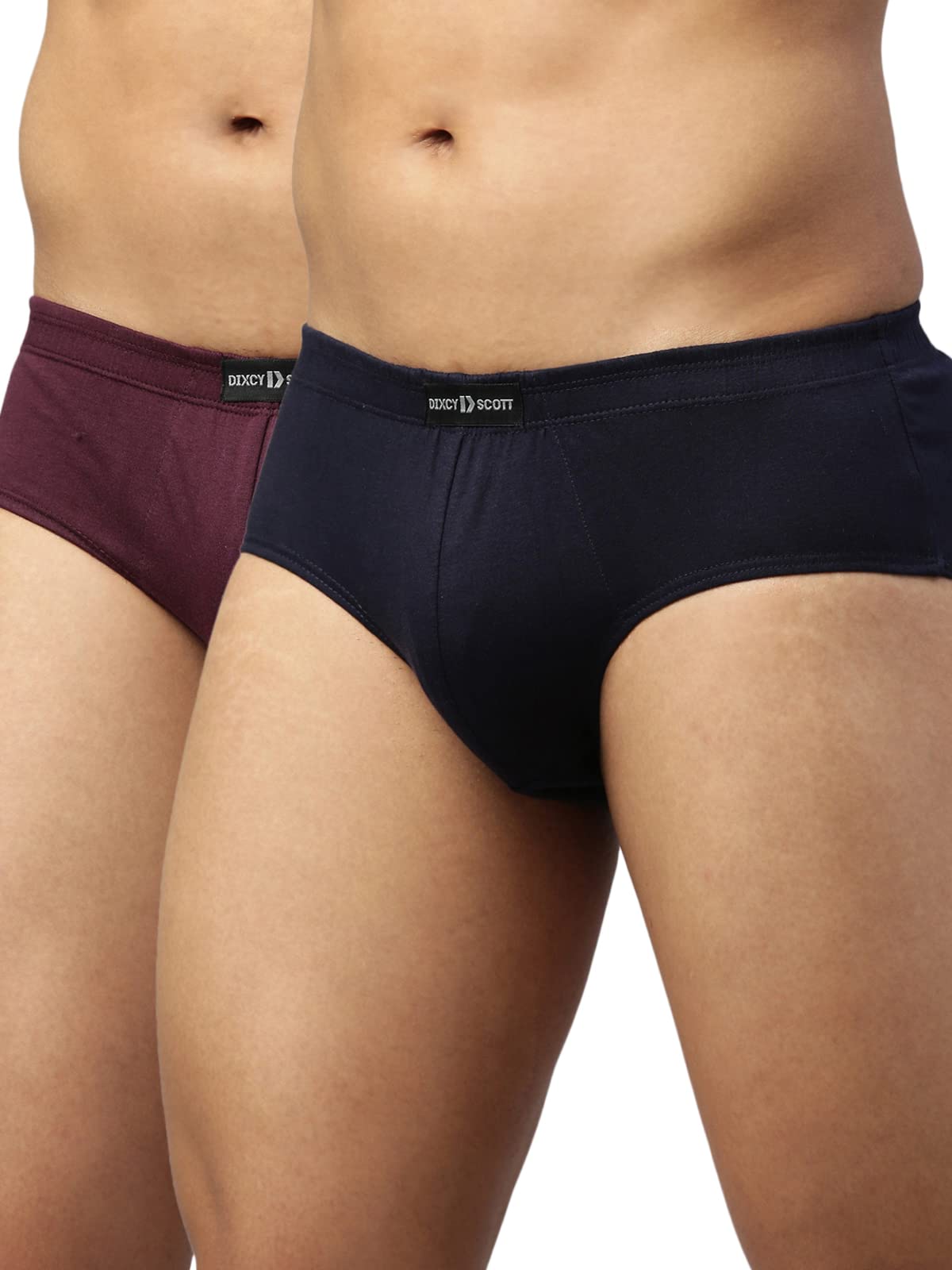 Dixcy ScottMaximus Men's Cotton Briefs (Pack of 2) (MAXB-001-VITAL Brief-P2_Navy/Wine_M_Navy/Wine_M)