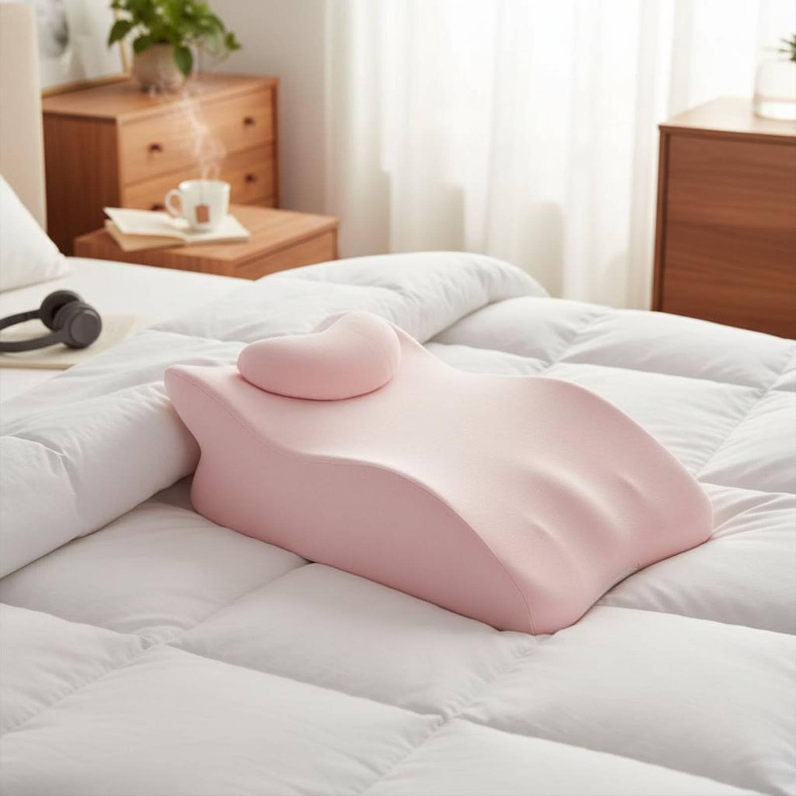 KESOTO Almohada Multifuncional Almohada Ergonómica Cojín de Almohada de Postura Área para Colocar Brazos y Respiración Despejada Adecuada para Siesta en, Rosa