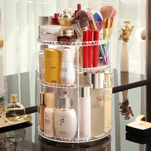 Yibang Rotating Makeup Organizer, 360 Degree Rotating Cosmetic Organiser 8 Layers Adjustable Large Capacity Makeup Storage Organiser, Perfume Stand Skincare Organiser for Dresser Bedroom Bathroom