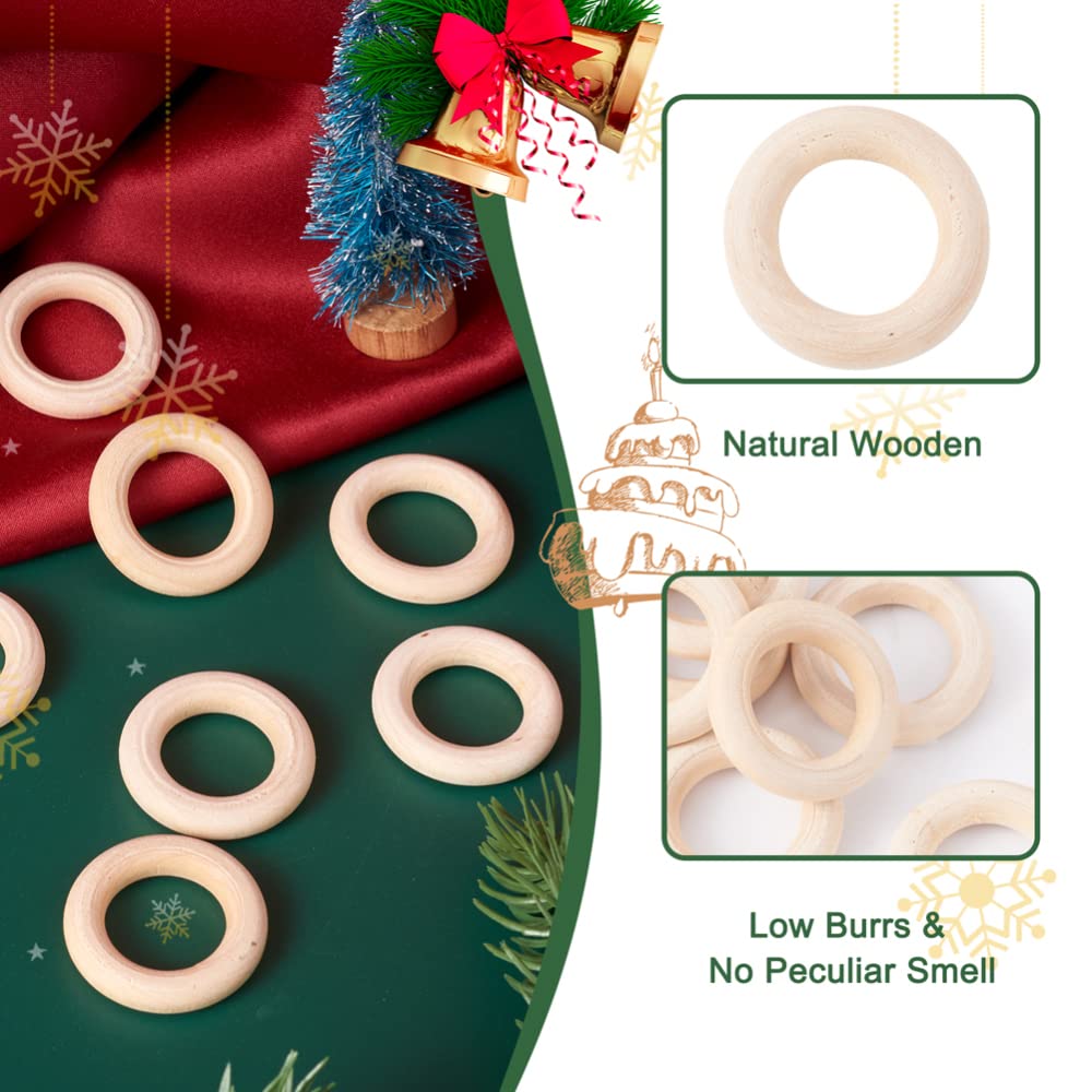Lot De 30 Anneaux En Bois Brut Naturel De 10,2 Cm Pour Loisirs Créatifs