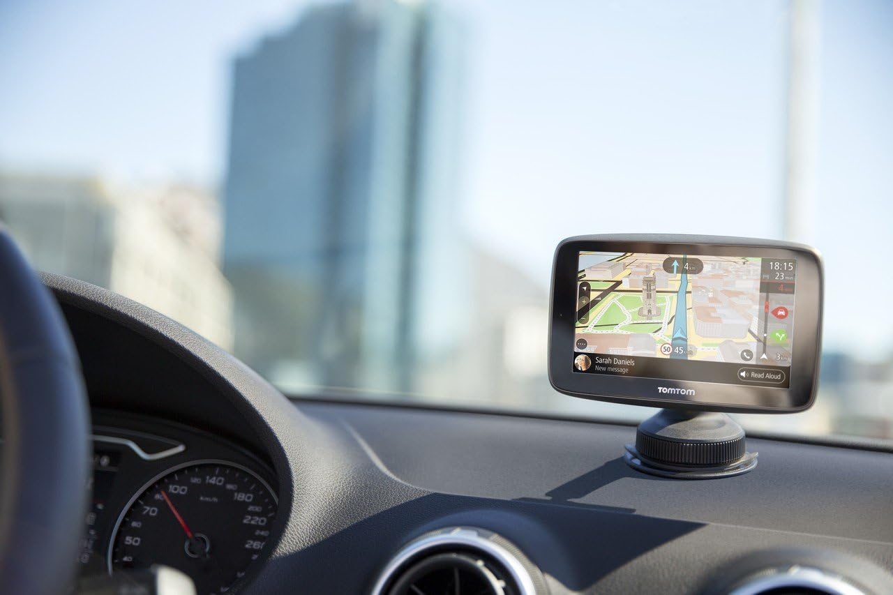 Close-up of TomTom GO 620 mounted on a car dashboard