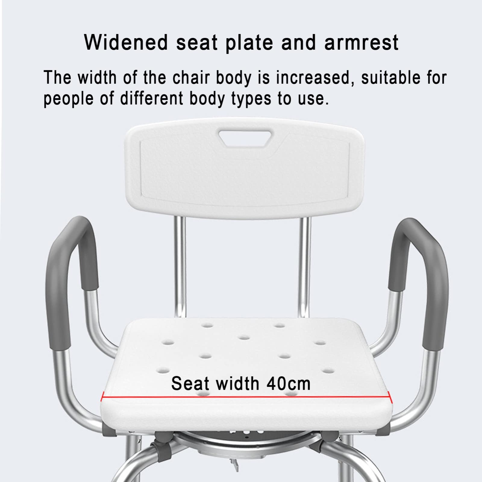 Silla de ducha giratoria con asiento para ducha interior, asiento de silla de ducha, banco ajustable, taburete de bañera con respaldo y brazos, silla de baño con ventosa antideslizante adecuada para