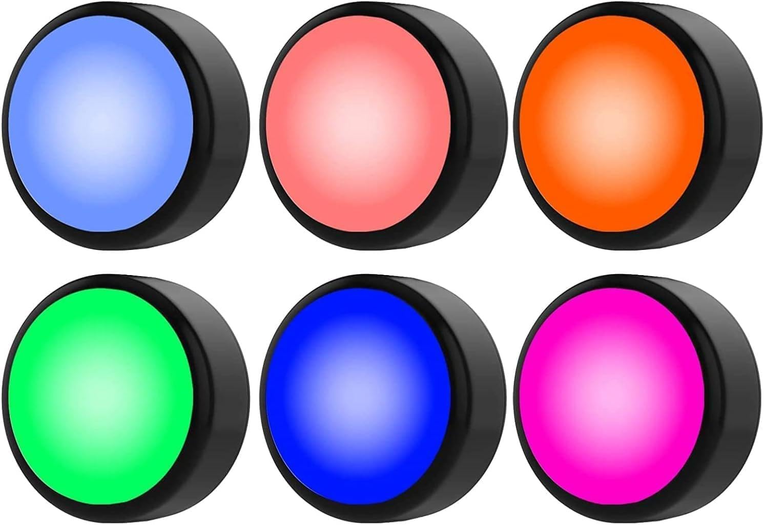 Yohiioyo Under Cabinet RGBW Color Changing Puck Lights - 6 Pack Battery Powered LED Dimmable Atmosphere Night Lights for Kitchen, Wardrobe, Closets, Cupboard with 2 Remote Controls Black