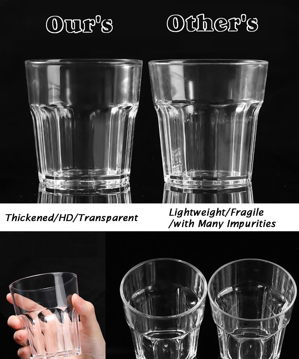 8 Pcs Plastic Tumblers Reusable Cups, 8.5oz Plastic Drinking Glasses, Unbreakable Glass Drinkware Set, Clear Water Tumbler for Kitchen Picnic Party Juice Cocktail Whiskey, BPA Free (Clear) - Image 7