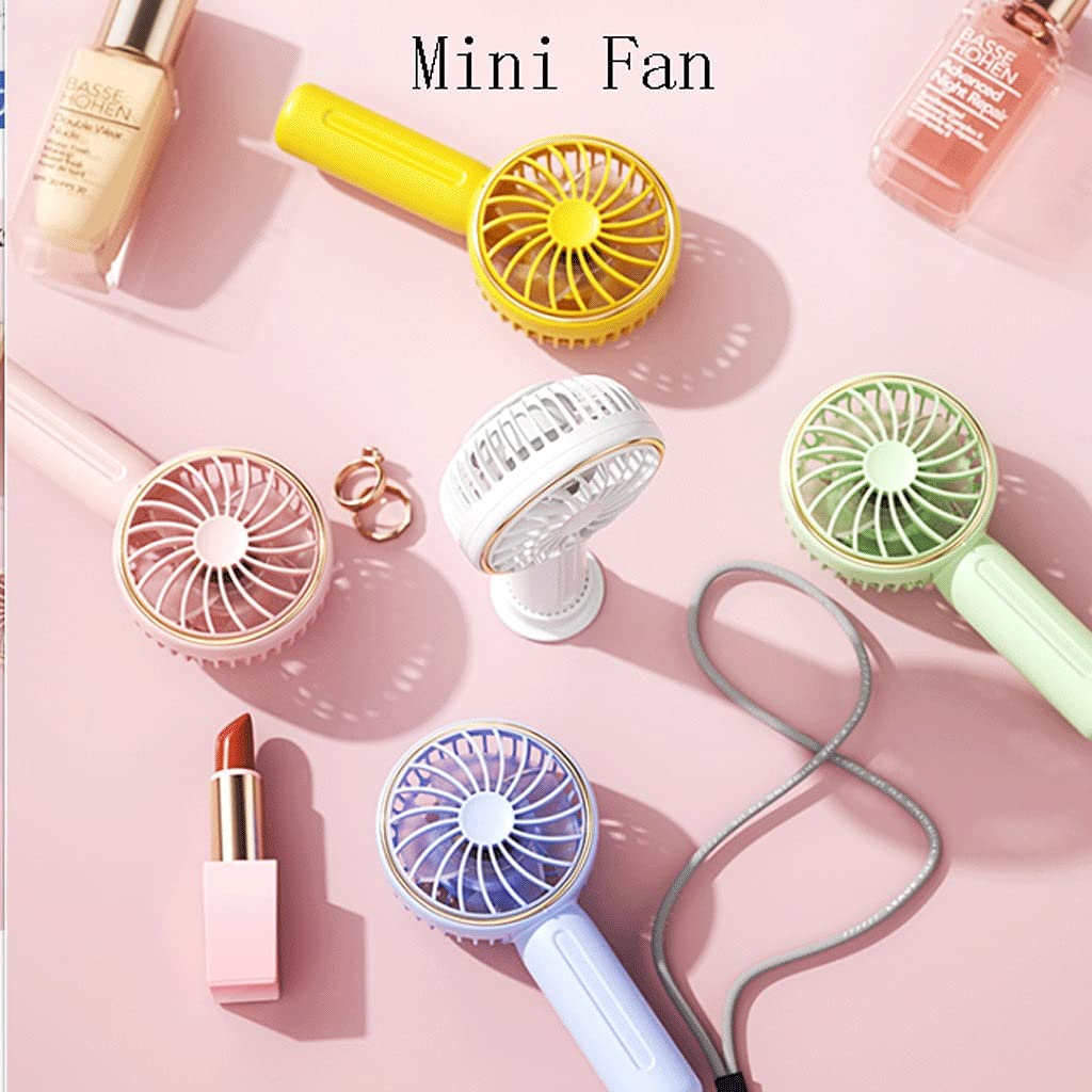 Mini Ventilatore Silenzioso, Ventola Portatile Portatile/da Collo/da scrivania, Ventola di Raffreddamento 3 in 1, Ventola Portatile USB, Mini Ventilatore con Cordino, 3 velocità, Ufficio, Viaggio
