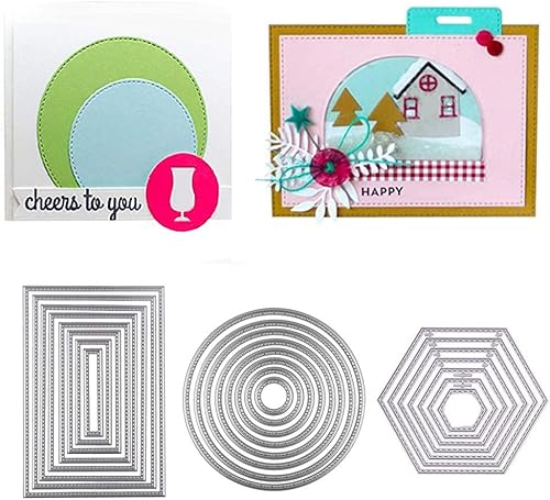 Miniatura 3 de Sweetfamily - Juego de 3 troqueles de corte de metal, 24 troqueles de anidación para hacer tarjetas, álbumes de recortes, papel, manualidades