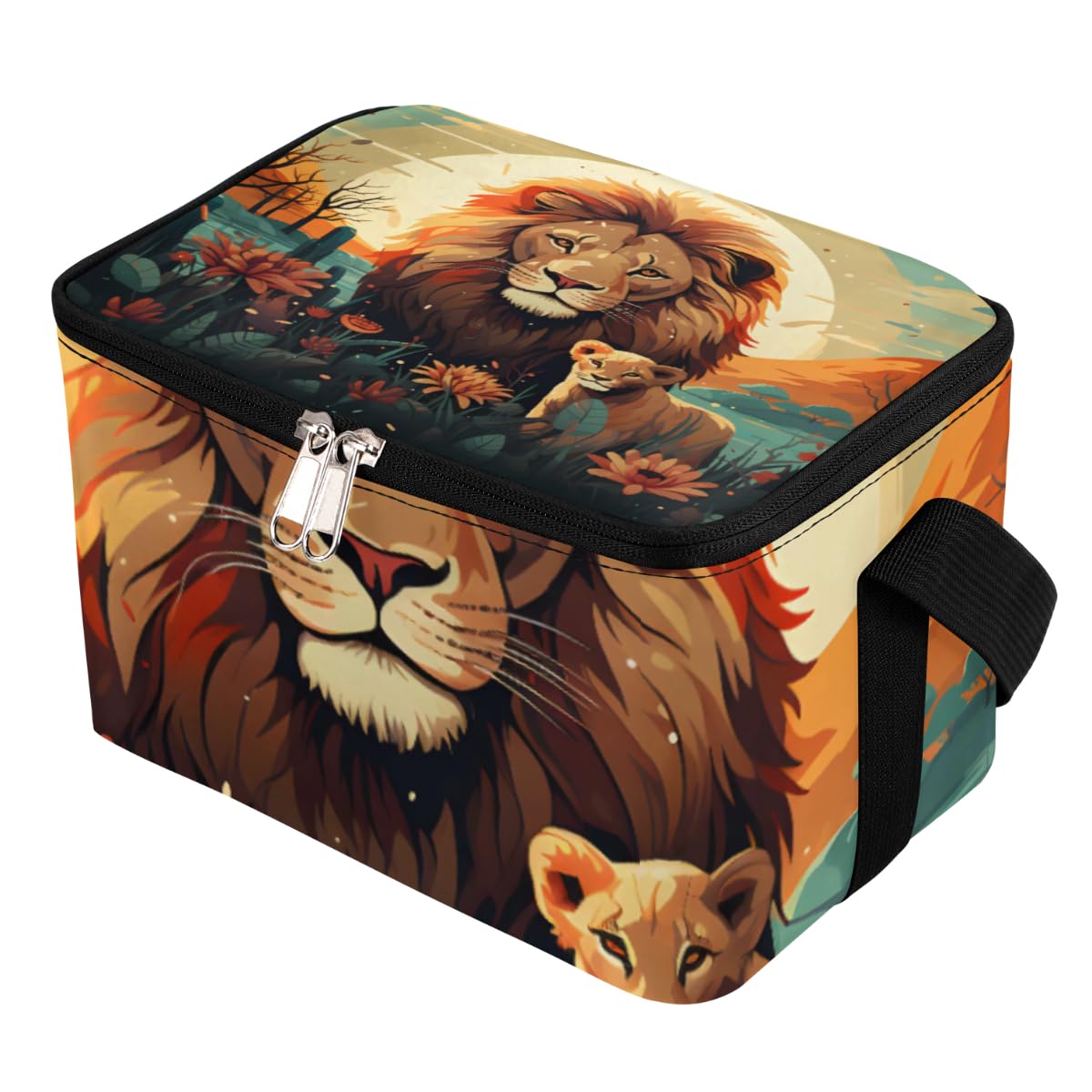 GzLeyigou Lunch Bags for Women Men 9 Cans,Lion Hot & Cold Food Delivery Bag Insulated Grocery Bag Insulated Lunch Box Lions Resting Cooler Bag for Office Work Picnic Beach