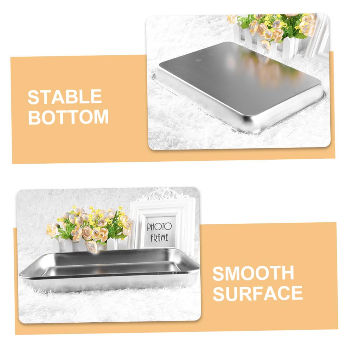 Stainless Steel Tray Fruit Tray Metal Plates Stainless Steel Food Plate Stainless Tray Fruit Dinner Plate Pastry Plate Food Storage Tray Breakfast Tray Pastry Platter Silver MUCKLILY