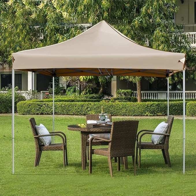 Image of THESHELTERS - 10x10 ft Outdoor Tent, Instant Folding Portable Canopy Completely Waterproof Perfect for Outdoor Living- Garden Canopy Tent for Decoration, Party, Events (Beige)