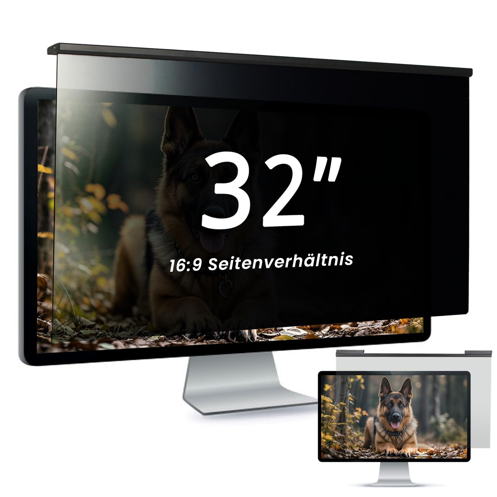 Abnehmbare Sichtschutzfolie für 31,5-32 Zoll 16:9 Monitor, Hängender Datenschutzfilter mit Doppel-Federclips, HD Display Privacy Screen mit Anti-Blaulicht, Breite x Höhe ist 731 x 435 mm