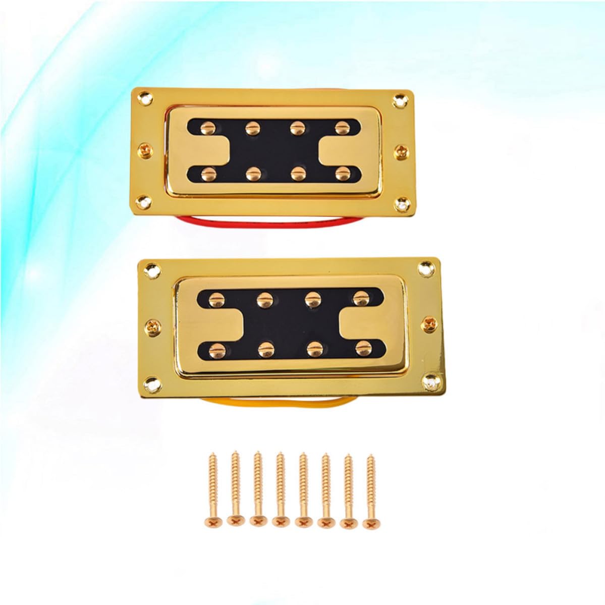 INOOMP 2 Stück Bass Humbucker Doppelspulen Tonabnehmer für 4 saiten Bassgitarre Geräuschlos Vergossen mit Wachs Inkl 8 Schrauben Gold Ersatzteile für E bass